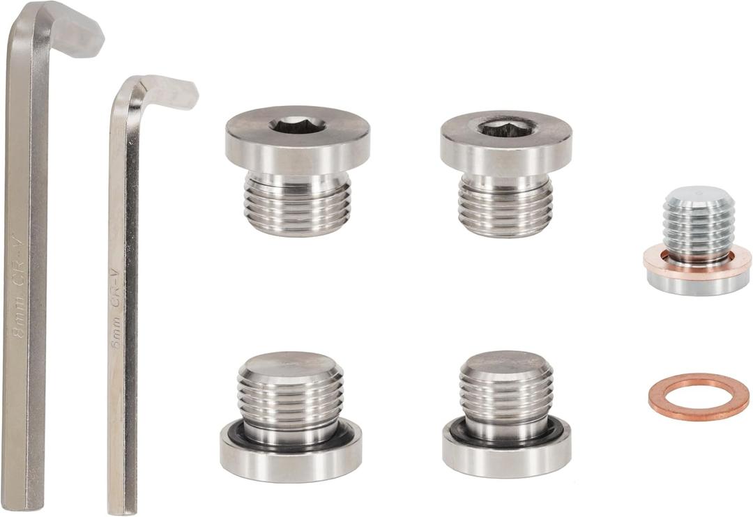 5 PCS Stainless Steel Engine Front Differential Rear Transmission Oil Drain Fill Plug Kit, fits Polaris General Rzr Ranger Scrambler Sportsman Replace 7052306 2203738 2203739 3234756 3234755