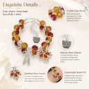 WETMT Maple Bracelet for Women Red Beaded Maple Leaf Bracelet Thanksgiving Maples Fall Charm Bracelet Red Crystal Maples Leaf Strand Bracelet Autumn Party Jewelry