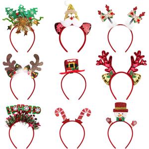 9PCS Christmas Headbands, Christmas Costume Headwears, Christmas Head Topper Accessories