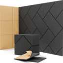 Kuchoow Sound proof Acoustic Wall Panels Noise Reducing and Absorbing for Studio, 12 Pack 12120.4 inch Black Self Adhesive Decorative Noise Cancelling and Sound Dampening Tiles for Ceiling and Door