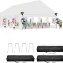 DWVO 20x30FT Heavy Duty Party PVC White Tent Wedding Event Shelters Upgraded Galvanized Ripple Canopy with Large Roof Removable Sidewalls & 3 Storage Bags 600D Oxford Commercial