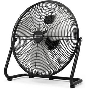 Comfort Zone 20-Inch High-Velocity Industrial Floor Fan, Heavy-Duty 3-Speed Metal Shop Fan with 180° Adjustable Tilt & Carry Handle, Quiet Vibration-Free Cooling for Garage, Workshop, & Home