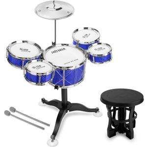 Toddler Drum Set Kids Jazz Drum Kit 8 Piece - Educational Percussion Musical Instruments Toy Playset Christmas Birthday Gift for Boys Girls, Blue