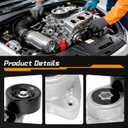 Belt Tensioner Assembly with Pulley, Compatible with Honda Civic 2006-2015, Accord 2003-2007, CR-V 2002-2014, 2003-2011 Element Acura TSX, CSX, RDX, ILX, Replaces 31170RAAA01 31170PNA023