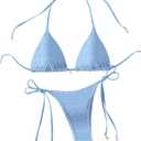 SHENHE Women's 2 Piece Halter Swimsuit Textured Tie Side Triangle Bikini Bathing Suit, S