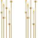 Gold Floor Candelabra, 2 Pack 5-Arm Candle Holders with Acrylic Shades