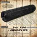 Black 19GA Chicken Wire 24inx150ft, Chicken Wire Fencing, Chicken Fence, PVC Coated Chicken Wire, PVC Coated Wire Mesh for Animal/Rabbit/Floral/Chicken Coop/DIY Projects.