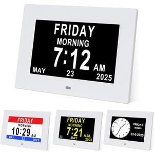 TMC 7 Inch Digital Clock with Day and Date for Elderly - 12 Alarm Options, Auto-Dim, Digital Clock Large Display Dementia Clock for Impaired Vision People, Age Seniors,Elderly, Alzheimer