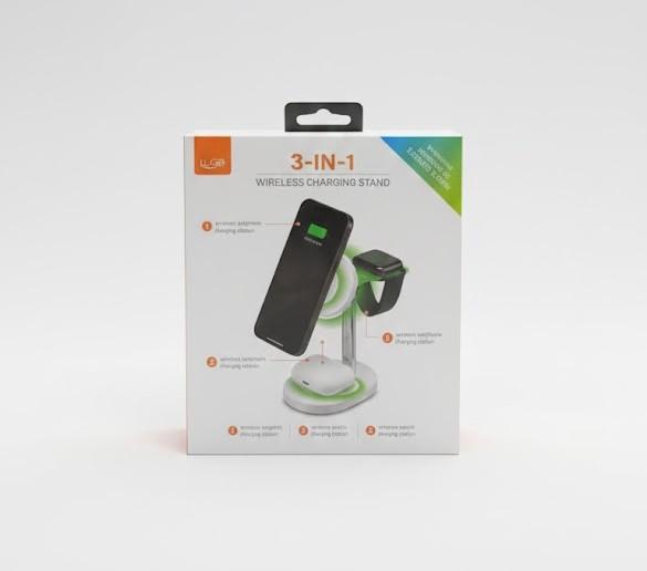 iLive 3-in-1 Wireless Charging Stand, White