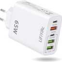 European Travel Plug Adapter, Type C Charger Block PD 20W QC3.0 Fast Charging, 2 USB C 3 USB A Power Adaptor to Europe Compatible with iPhone 16 15 14 13 12 11 Pro Max XS XR X Plus, Galaxy