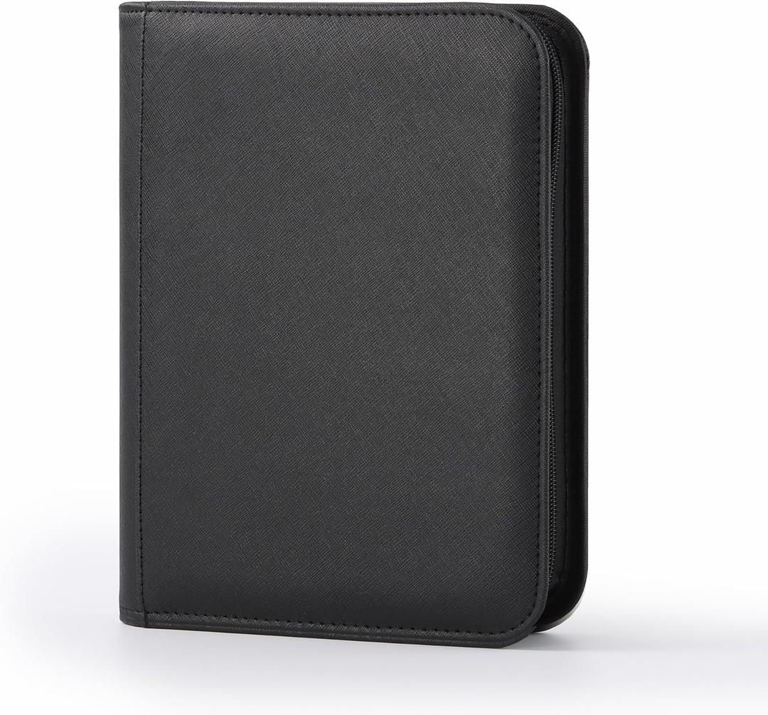 4 Pocket Trading Card Binder, Ringless Card Binder with Zipper for TCG and Sport Cards Collections, Holds 160 Cards with Side-Loading Pages, Black