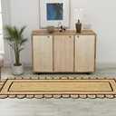 GRUHUM Jute Area Rug 2'6"x4' ft Scalloped Runner Rug Natural Base Black Trim Handwoven Runner Boho Reversible Soft Braid Farmhouse Indoor Eco Friendly Livingroom Bedroom Kitchen Hallway Enterway