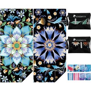 2 Pack Microfiber Lightweight Oversized Beach Towel, Extra Large 71"x32" Quick Dry Absorbent Sand Free Towels for Travel Swimming Pool Camping Sports for Adults Beach Vacation Essentials