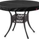 SoloToo Outdoor Round Table Cover Waterproof UV-Resistant for 36 Inch Diameter Patio Tables - Heavy Duty Weatherproof Table Top Protector with Elastic Hem (Black)