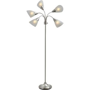 Adesso Floor Lamp with 5 Movable Shades & Adjustable Brightness  Perfect Lighting for Bedroom Decor, Beauty & Art Studio, Silver