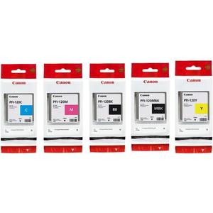 Canon PFI120 Pigment Ink Tank Bundle (Matte Black, Cyan, Magenta, Yellow, Black) in Retail Packaging