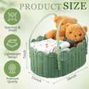 Premium PE Rattan Diaper Caddy Organizer with Handles, Easy-clean PE Wicker Storage Basket, Sage Green Nursery Organizer for Baby Essentials & Baby Shower Gifts