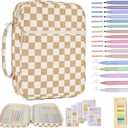 Bible Cover Case for Women Corduroy Bible Case for Girls Checkered Large Bible Cover with Handle Bible Study Supplies Accessories Christian Gifts for Women (Khaki, Medium)