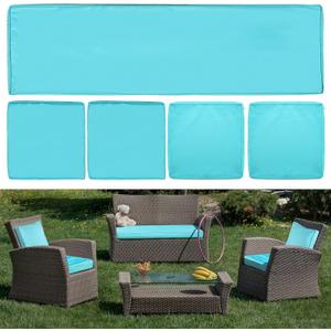 Geetery 5 Pcs Outdoor Cushion Covers Patio Pillow Replacement Covers for Seat and Back Outdoor Cushion Slipcovers for Sectional Rattan Sofa Patio Furniture Couch