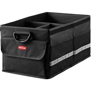 Rubbermaid Car Organizer, Collapsible Trunk Organizer, MultiCompartment Car Storage Organization for Car Accessories, 2 Compartments With Cover, 21.65"*14.17"*12.2"