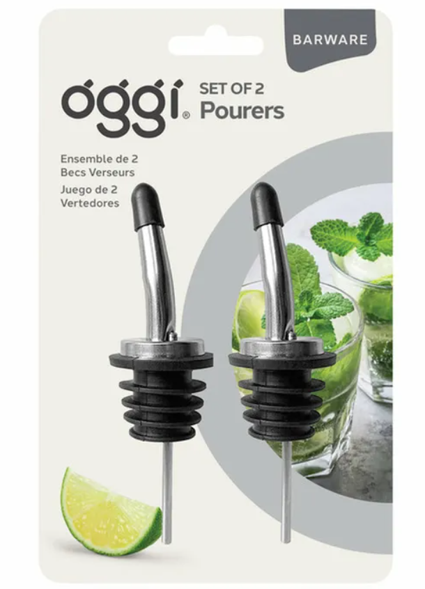 Oggi Bottle Pourer, Set of 2, Stainless Steel
