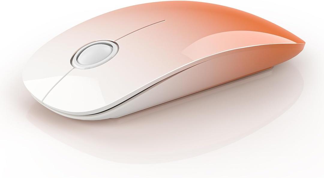 Bluetooth Wireless Mouse - Dual Connectivity(BT5.1+USB), Ultra Quiet Click & 480-Hour Battery Life,1600 DPI, Portable Cordless Mouse for Mac, MacBook Pro/Air, iPad Pro/Air (Sunrise Orange)