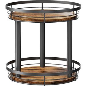 LAMU 10'' Wood Lazy Susan Spice Rack Organizer, 2 Tier Spice Organization for Cabinet, Countertop, Kitchen, Table Top, Pantry, Condiment and Seasoning Rack Organizer