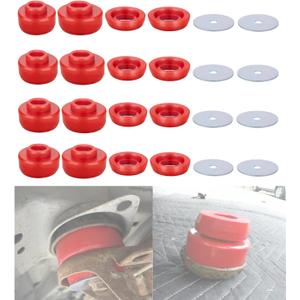 7-141 Polyurethane Body & Cab Mount Bushing Kit for 1999-2014 Chevy Silverado 1500/2500 & GMC Sierra 1500/2500 2WD/4WD - Includes Washers (24PCS, Red)