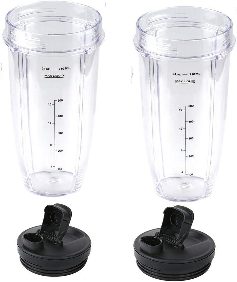 JOYSTAR 2pcs Replacement 24oz Nutri Ninja Cups with Lid for Blender, Transparent, 24oz JOYSTAR 2pcs Replacement 24oz Nutri Ninja Cups with Lid for Blender, Transparent, 24oz