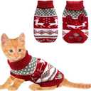 Vehomy Dog Christmas Sweaters Pet Winter Knitwear Xmas Clothes Classic Warm Coats Reindeer Snowflake Argyle Sweater for Kitty Puppy Cat-Small