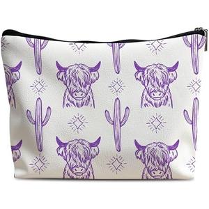 Lacosu Cow Makeup Bag - Leather Cowgirl Stuff, Western Gifts For Women, Multifunctional Makeup Bag 2 Pack