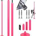 PRIOR FITNESS Permanent Fixed Dance Pole Kit, Professional 45mm Spinning & Static Dancing Pole Heavy-Duty Steel Pole Dance for Home, Adjustable Height Excellent for Home Exercise Studio Club Gym (Pink)