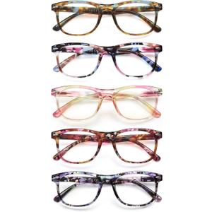 JOLISU Reading Glasses For Women - 5 Pack Stylish Readers For Womens Men Spring Hinge Eyeglasses -Blue Light Blocking Protection Frame (2.75)
