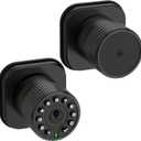 Keyless Entry Knob Lock with Keypad and Key,Auto Lock,Waterproof,Easy to Install and Program, Work with 4 AAA Batteries for Bedroom,Exterior & Interior Doors (Black with Keypad)