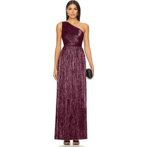Women's Elegant Maxi Formal Dresses One Shoulder Pleated A-Line Long Evening Party Gowns, Large