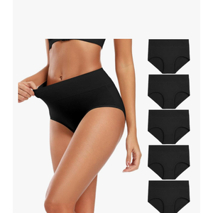 Molasus Women's Cotton Underwear High Waisted Full Coverage Ladies Panties (Regular & Plus Size) XL