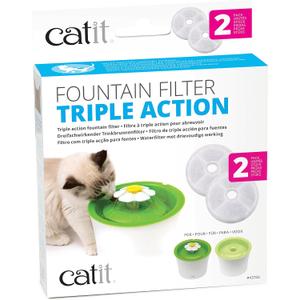 Catit Triple Action Replacement Original Water Fountain Filters, 2 Pack  Official Replacement Filters for Catit Cat Drinking Water Fountains