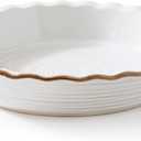 Frewinky Ceramic Pie Pan for Baking, 9 inch Pie Dish with Ruffled Edge, Nonstick Deep Pie Plate, Farmhouse Decor Quiche Tart Baking Dish for Thanksgiving, Microwave & Oven Safe