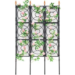 Trellis for Climbing Plants Outdoor, 24 Rifny 3.4 x 6.17 FT Tall Garden Trellis Flower Rose Cucumber Trellis for Vines Pea Support, Wall Large Plant Trellis Fence with Plastic Coated Metal Poles