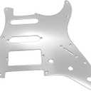 HSS Metal Matte Aluminum Strat Style Pickguard 11 Hole Anodized ST Pick Guard Scratch Plate for USA/Mexico ST/Strat (Silver)