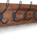 HBCY Creations Dark Wash Brown Rustic Coat Rack Wall Mount with 5 Hooks, Solid Pine Wood 24 inch Wall Hooks for Entryway, Mudroom, Hallway, Bathroom - Vintage Farmhouse Style Wall Mounted Towel Rack