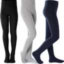 Girls Tights Toddler Cable Knit Cotton Footed Seamless Dance Ballet Baby Girls' Leggings 3 Pack, Size 11-12 Years