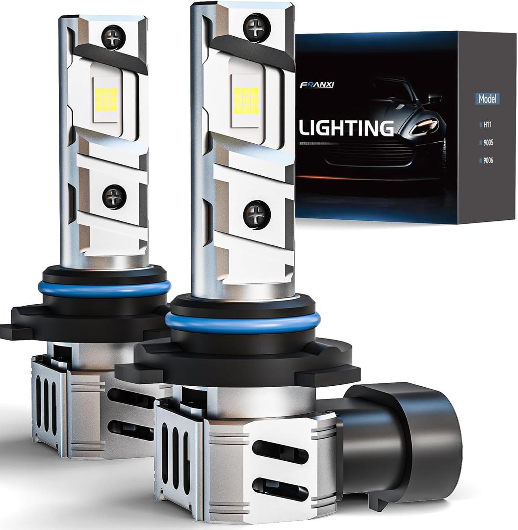 FRANXI 9006/HB4 Bulbs Fog Lights, 60W Super Bright 6000K Cool White, 1:1 Design with Cooling Fan, Plug and Play, Pack of 2