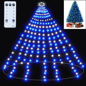 Christmas Tree Lights Christmas Lights Outdoor Indoor White and Blue 400LED 10 Lines with 8 Light Modes, Timer and Remote Control, Fairy Lights for Wedding Home Party 6Ft-9Ft Xmas Tree Decorations