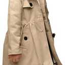 Betusline Little Girls Khaki Hooded Trench Coat Button Up Jacket Hoodie, Khaki, 2-3 T
