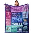 Qotuty Horse Gifts for Women/Girls Blanket 50"x60", Cowgirl Equestrian Gifts Stuff for Horse Lovers for Birthday Throw Blanket