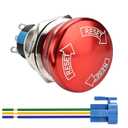 APIELE 22mm Metal Emergency Stop Push Button Swicth Latching 12V-250V Stianless Steel 7/8" Mouting Hole 1 Pack