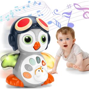 Autumety Crawling Musical Penguin Baby Toys with Music, Infant Tummy Time Toys for Babies 0 3 6 9 12-18 36 Months Newborn Devolopment Toddler Boy Girl Age 1 2 3 Year Old Christmas 1st Birthday Gifts (Muiltcolor)