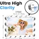 Acrylic Picture Frames 3 Pack, 46 In Magnetic Picture Photo Frames, Clear Frameless Photo Display Freestanding,Double Sided Picture Frame Gift for Desk Desktop Home Office Decor,UV Protection