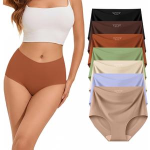 Womens Underwear High Waist Tagless 7 Pack Panties Seamless Full Coverage Briefs Silky Stretch, Size: XX-Large